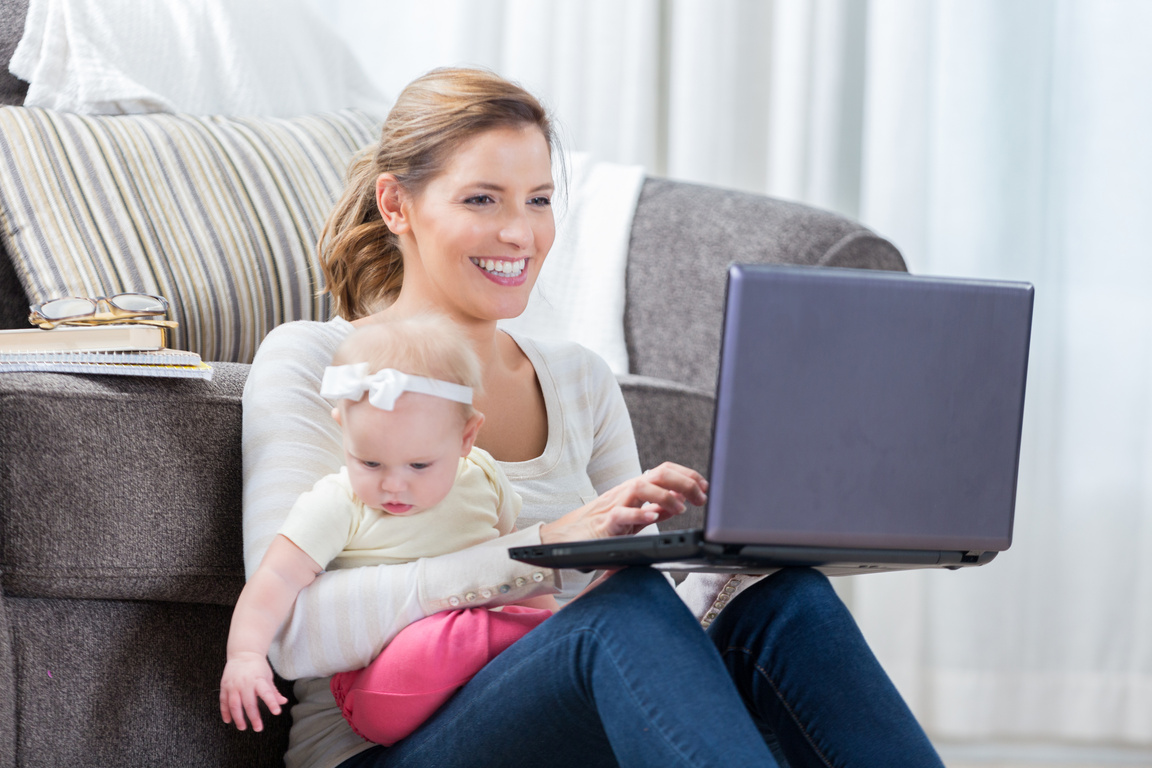 Stay at home mom and college student studies for test